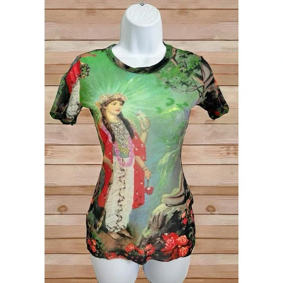 Vtg 90's Jean Paul Gaultier Maille Fuzzi Sheer Mesh Top Sz M Rare Made Italy - Picture 1 of 7
